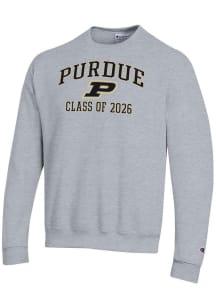 Champion Purdue Boilermakers Mens Grey Font Class of 2026 Powerblend Long Sleeve Crew Sweatshirt