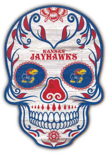 Kansas Jayhawks 12 inch Sugar Skull Sign - Blue