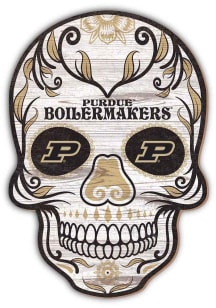 Purdue Boilermakers 12 inch Sugar Skull Sign - Gold