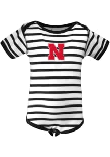 Nebraska Cornhuskers Baby Black Skylar Stripe Short Sleeve One Piece