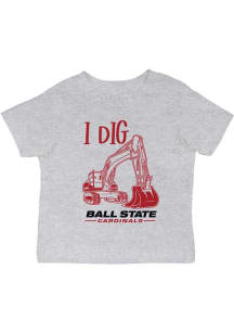 Vive La Fete Ball State Cardinals Infant Excavator Short Sleeve T-Shirt Grey
