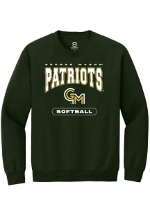 Summit Sportswear George Mason University Mens Green Softball Long Sleeve Crew Sweatshirt