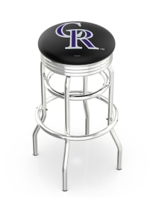 Colorado Rockies Double-Ring Swivel Chrome Pub Stool - Silver