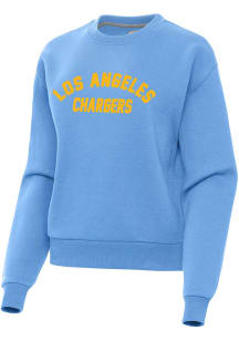 Antigua Los Angeles Chargers Womens Light Blue HomeField Victory Crew Sweatshirt