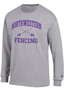 Champion Northwestern Wildcats Grey Fencing Icon Jersey Long Sleeve T Shirt
