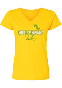Summit Sportswear William & Mary Tribe Womens Gold Rhinestone Short Sleeve T-Shirt