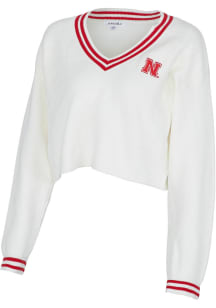 Nebraska Cornhuskers Womens White Victory V Long Sleeve Sweater