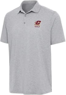 Antigua Central Michigan Chippewas Mens Grey Heather Golf Par 3 Short Sleeve Polo