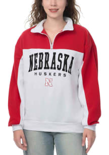 Nebraska Cornhuskers Womens White Huddle Qtr Zip