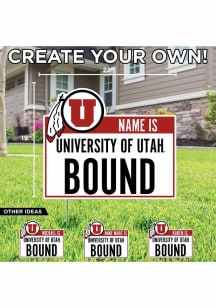 Utah Utes Personalized School Bound Yard Sign - White