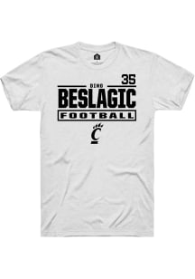 Dino Beslagic Cincinnati Bearcats White Football NIL Stacked Box Short Sleeve Player T Shirt