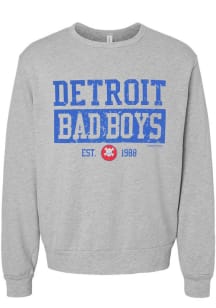 Detroit Pistons Mens Grey Detroit Bad Boys Vintage Long Sleeve Crew Sweatshirt
