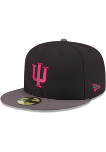 New Era Indiana Hoosiers Mens Black Black Graphite Color Pop GCP 59FIFTY Fitted Hat