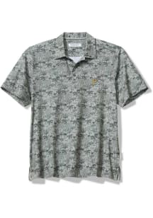Tommy Bahama Pittsburgh Pirates Mens Anthracite Bahama Coast Palm Retreat Short Sleeve Fashion Pol..