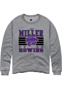 Lacy Miller K-State Wildcats Mens Grey NIL Striped Player Crew