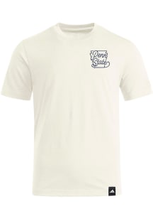 Adidas Penn State Nittany Lions Beige Premium Front Back Short Sleeve T Shirt