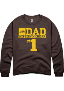 Summit Sportswear Western Michigan Broncos Mens Brown No 1 Dad Long Sleeve Crew Sweatshirt