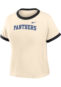 Nike Pitt Panthers Womens Ivory Mod Crop Ringer Short Sleeve T-Shirt