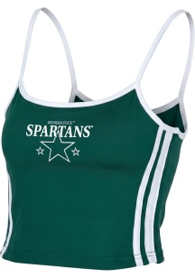 Michigan State Spartans Womens Green Striped Cami Tank Top