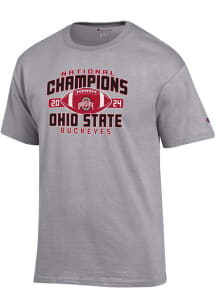 Champion Ohio State Buckeyes Grey Football 2024 Football National Champion Arch Jersey Short Sleev..