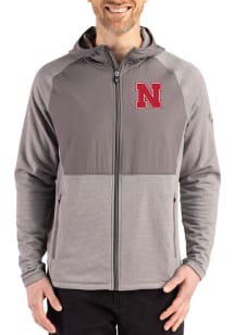Cutter and Buck Nebraska Cornhuskers Mens Graphite Peshastin Long Sleeve Full Zip Jacket