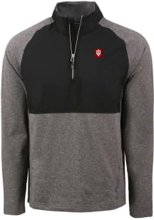 Cutter and Buck Indiana Hoosiers Mens Black Adapt Eco Hybrid Long Sleeve Qtr Zip Pullover
