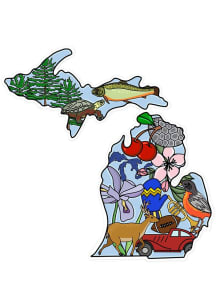 Michigan state icons and landmarks Stickers - Blue
