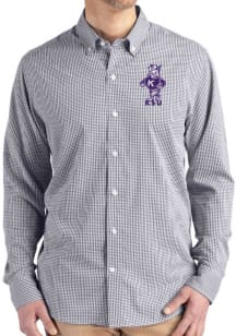 Cutter and Buck K-State Wildcats Mens Black Gingham LS Woven Long Sleeve Dress Shirt