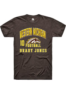 Brady Jones Western Michigan Broncos Brown Football NIL Arch Logo Short Sleeve Player T Shirt