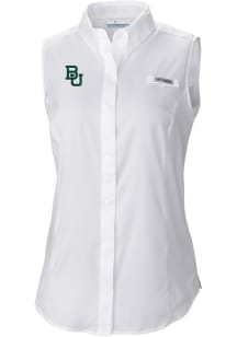 Columbia Baylor Bears Womens White Heat Seal Omni Wick Tamiami Polo Shirt