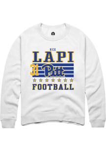 Nick Lapi Pitt Panthers Mens White Football NIL Striped Player Crew