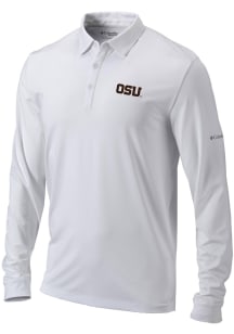 Columbia Oregon State Beavers Mens White Heat Seal Omni Wick Pin High Long Sleeve Polo Shirt