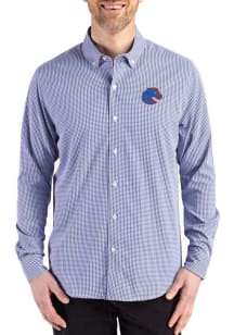 Cutter and Buck Boise State Broncos Mens Blue Skyline Long Sleeve Dress Shirt