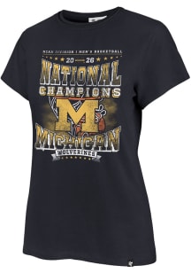 47 Michigan Wolverines Womens Navy Blue 2026 Men's Basketball National Champions Frankie Short Sle..