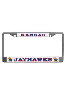 Kansas Jayhawks White Domed Team Name License Plate Frame - White