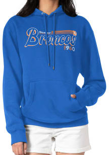 Starter Denver Broncos Mens Blue Groovy Script Long Sleeve Hoodie