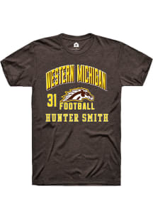 Hunter Smith Western Michigan Broncos Brown Football NIL Arch Logo Short Sleeve Player T Shirt