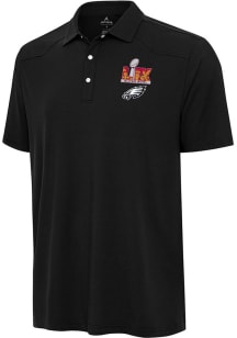 Antigua Philadelphia Eagles Mens Black 2024 Super Bowl Bound Western Short Sleeve Polo