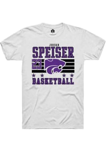 Jordan Speiser K-State Wildcats White NIL Striped Short Sleeve Player T Shirt