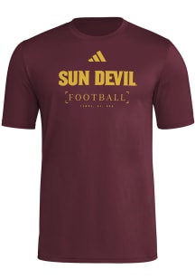 Adidas Arizona State Sun Devils Maroon Locker Practice Football Short Sleeve T Shirt