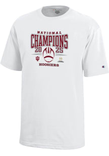 Champion Indiana Hoosiers Youth White 2025 College Football Champions Core Short Sleeve T-Shirt