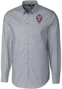 Cutter and Buck Colorado Rapids Mens Charcoal Stretch Oxford Long Sleeve Dress Shirt
