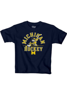 Blue 84 Michigan Wolverines Youth Navy Blue Mickey Hockey Short Sleeve T-Shirt