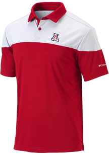 Columbia Arizona Wildcats Mens Red Heat Seal Omni Wick Best Ball Short Sleeve Fashion Polo