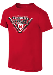 Nebraska Cornhuskers Youth Red 2026 Big Ten Baseball Tournament Participant Short Sleeve T-Shirt