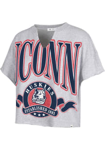 47 UConn Huskies Womens Grey Banners Out Short Sleeve T-Shirt
