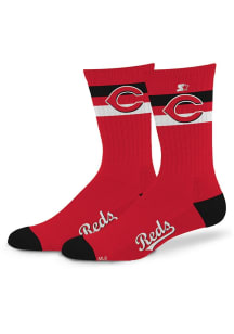 Cincinnati Reds Team Color Two Stripe Mens Crew Socks