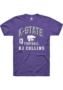 RJ Collins K-State Wildcats Purple Football NIL Arch Logo Short Sleeve Player T Shirt