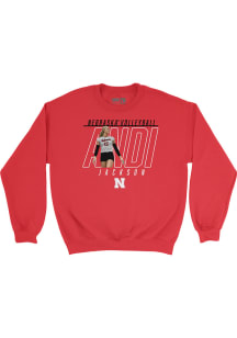 Andi Jackson Nebraska Cornhuskers Mens Red Illustrated Crew Player Crew