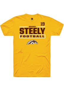 Braden Steely Western Michigan Broncos Gold Football NIL Stacked Box Short Sleeve Player T Shirt